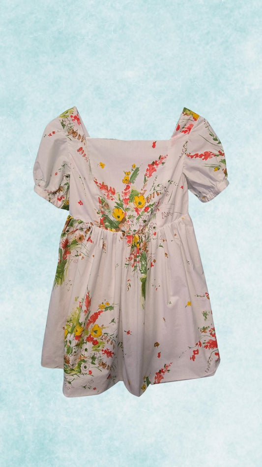 Handmade Floral Dress with Puff Sleeves – Cottagecore Summer Sundress